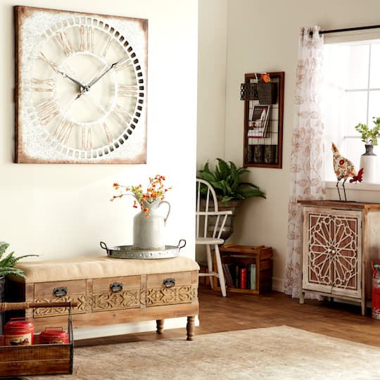 Gray Farmhouse Metal Wall Clock